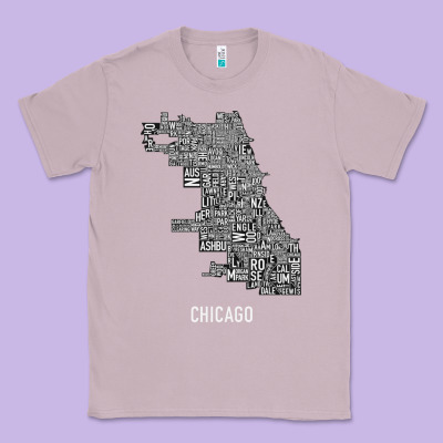 Chicago Typography Neighborhood Map Classic Tee Designed By Artisfamous