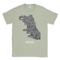 Matcha chicago typography neighborhood map Classic Tee - artisFamous