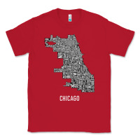 Red chicago typography neighborhood map Classic Tee - artisFamous