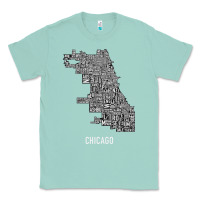 Seafoam chicago typography neighborhood map Classic Tee - artisFamous