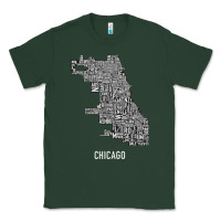 Sports Green chicago typography neighborhood map Classic Tee - artisFamous