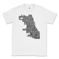 White chicago typography neighborhood map Classic Tee - artisFamous