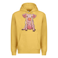 Antique Gold sitting pig Premium Hoodie - RanaPortraitStore