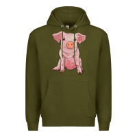 Army Green sitting pig Premium Hoodie - RanaPortraitStore