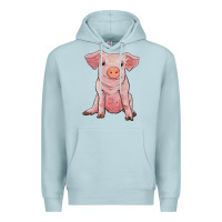 Blue Mist sitting pig Premium Hoodie - RanaPortraitStore