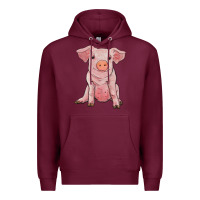 Burgundy sitting pig Premium Hoodie - RanaPortraitStore