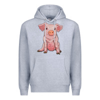 Heather Grey sitting pig Premium Hoodie - RanaPortraitStore