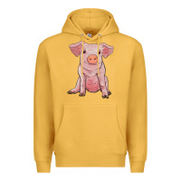 Mustard sitting pig Premium Hoodie - RanaPortraitStore