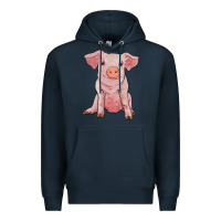 Navy sitting pig Premium Hoodie - RanaPortraitStore