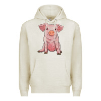 Oatmeal Heather sitting pig Premium Hoodie - RanaPortraitStore