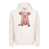 Pale Pink sitting pig Premium Hoodie - RanaPortraitStore