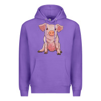 Purple sitting pig Premium Hoodie - RanaPortraitStore