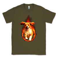 Army Green Dog In Fire Classic Tee - artisFamous