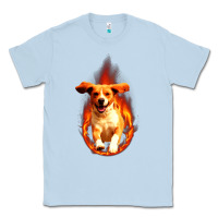 Dusty Blue Dog In Fire Classic Tee - artisFamous