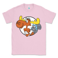 Bubblegum Pink Vintage Rocky And Bullwinkle Classic Tee - artisFamous