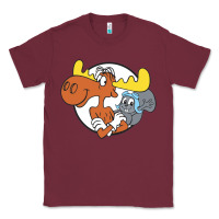 Burgundy Vintage Rocky And Bullwinkle Classic Tee - artisFamous
