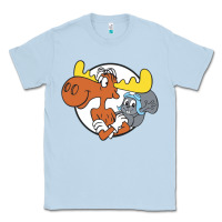 Dusty Blue Vintage Rocky And Bullwinkle Classic Tee - artisFamous