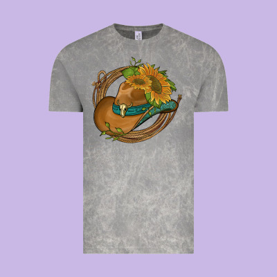 Western Hat With Sunflowers And Rope Vintage Tee Designed By Artiststas