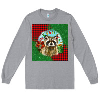 Heather Grey christmas raccoon Long Sleeve Tee - BarkalooDesign