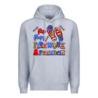 Heather Grey flip flops fireworks and freedom Premium Hoodie - AdoDesignShop