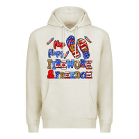 Oatmeal Heather flip flops fireworks and freedom Premium Hoodie - AdoDesignShop