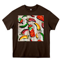 Chocolate Brown mexican chili and pepper seamless pattern Heavy Core Tee - BundleAndBundleShop