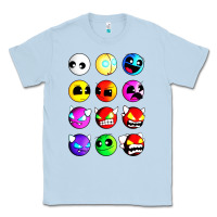 Dusty Blue geometry dash difficulty  faces Classic Tee - artisFamous