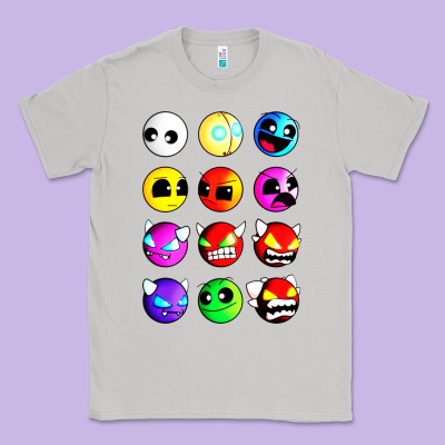 Geometry Dash Difficulty  Faces Classic Tee Designed By Artisfamous