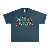 Midnight Navy stay groovy with butterfly peace sign and flowers Urban Heavy Tee - Artiststas