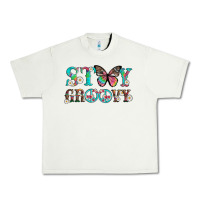 Pistachio stay groovy with butterfly peace sign and flowers Urban Heavy Tee - Artiststas