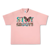 Salmon stay groovy with butterfly peace sign and flowers Urban Heavy Tee - Artiststas