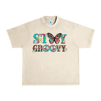 Sandshell stay groovy with butterfly peace sign and flowers Urban Heavy Tee - Artiststas