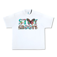 White stay groovy with butterfly peace sign and flowers Urban Heavy Tee - Artiststas
