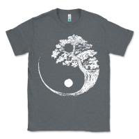 Charcoal Heather yin yang bonsai tree Classic Tee - artisFamous