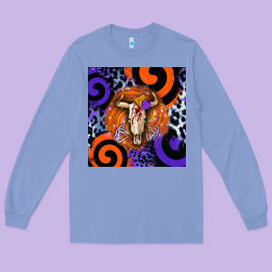 Halloween Bull Skull Long Sleeve Tee Designed By Barkaloodesign