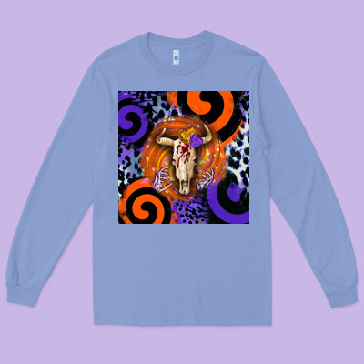 Halloween Bull Skull Long Sleeve Tee Designed By Barkaloodesign