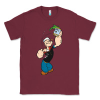 Burgundy Popeye Spinach Retro Mens Funny Classic Tee - artisFamous