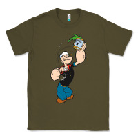 Army Green Popeye Spinach Retro Mens Funny Classic Tee - artisFamous