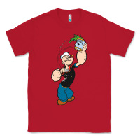 Red Popeye Spinach Retro Mens Funny Classic Tee - artisFamous