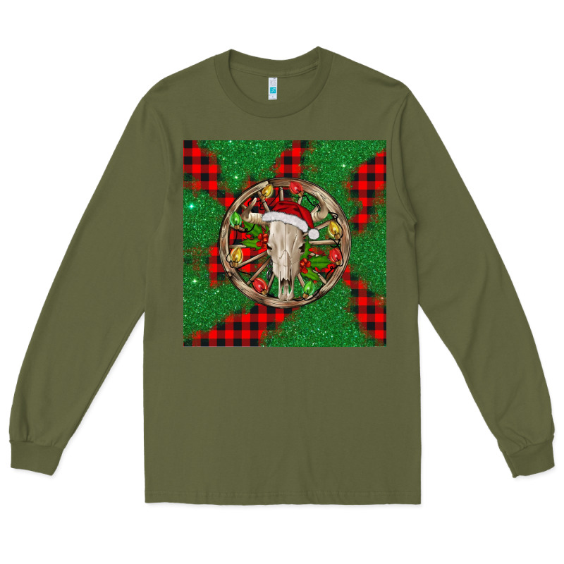 Christmas Bull Skull Long Sleeve Tee by BarkalooDesign | Teevron