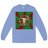Colony Blue Christmas bull skull Long Sleeve Tee - BarkalooDesign