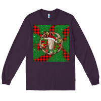 Plum Christmas bull skull Long Sleeve Tee - BarkalooDesign