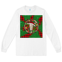 White Christmas bull skull Long Sleeve Tee - BarkalooDesign