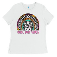 White race day vibes rainbow Ladies Tee - Artiststas