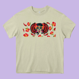 Sugar Skull Rose Libbey Glass Heavy Core Tee Designed By Bundleandbundleshop
