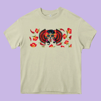 Sugar Skull Rose Libbey Glass Heavy Core Tee Designed By Bundleandbundleshop
