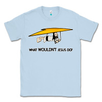 Dusty Blue what wouldnt jesus do Classic Tee - artisFamous