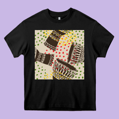 African Drum Seamless Pattern Heavy Core Tee Designed By Bundleandbundleshop