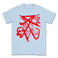 Dusty Blue lucifer calligraphy 2 Classic Tee - artisFamous