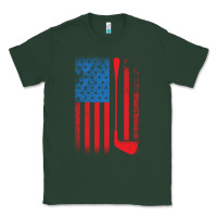 Sports Green Golf with USA Flag Classic Tee - artisFamous
